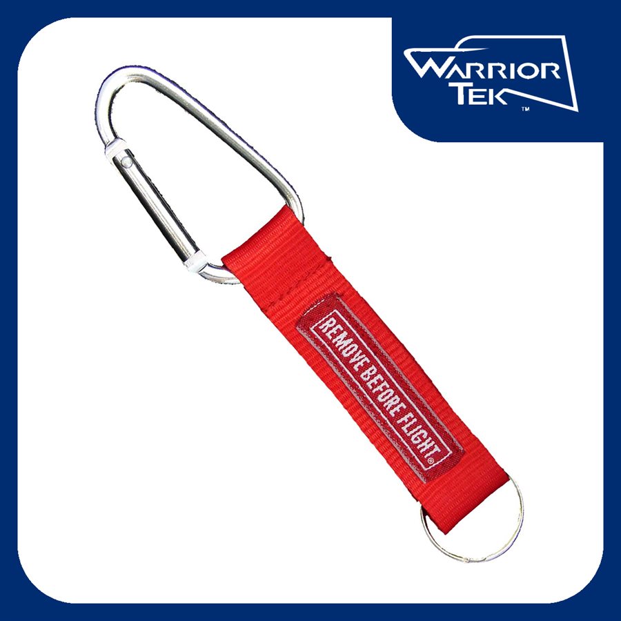 REMOVE BEFORE FLIGHT Strap - with spout carabiner