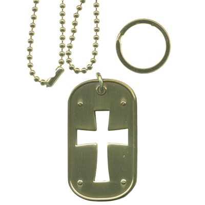 DOG TAG-CROSS CUTOUT - MUTED GLD[DX18]