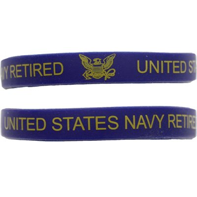 WRSTBND-NAVY RETIRED (GOLD LTRS ON BLUE)[DX19]