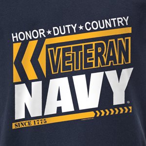 T / HONOR DUTY COUNTRY VETERAN NAVY (WHT & GLD PRNT)