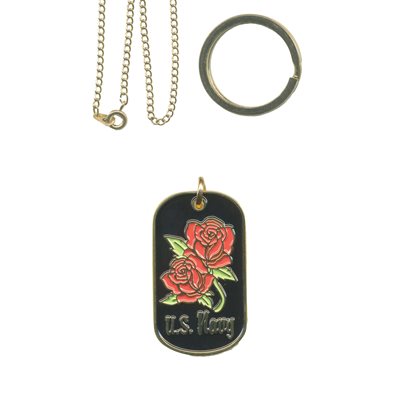 DOG TAG-NAVY W / ROSES LADIES(DX14)