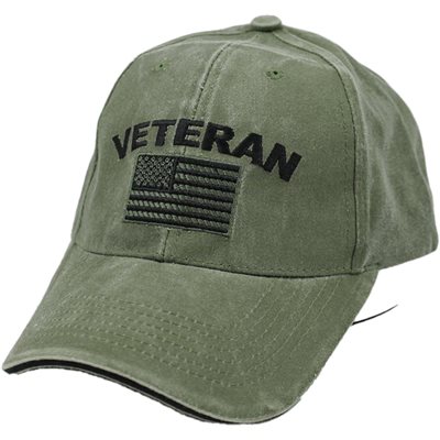 CAP-VETERAN W / AMERICAN FLAG (ODGN)