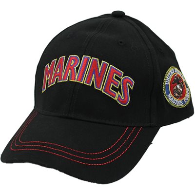 CAP-MARINES 3-D TEXTW / LOGO ON SIDE BLK 