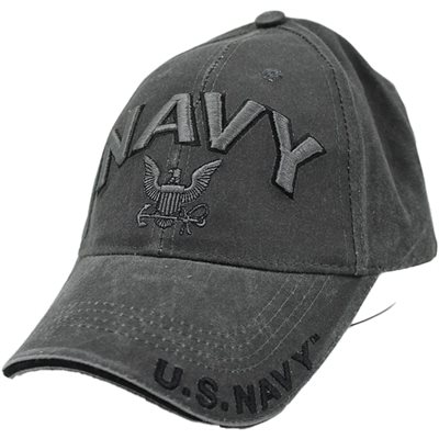 CAP-US NAVY W / LOGO (WASHED BLK) 