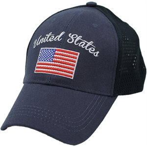 CAP-UNITED STATES W / FLAG (DKN MESH) 