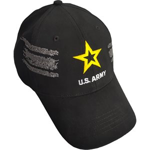 CAP-ARMY LOGO BLK WITH GRY DISTRESSED STRIPS 