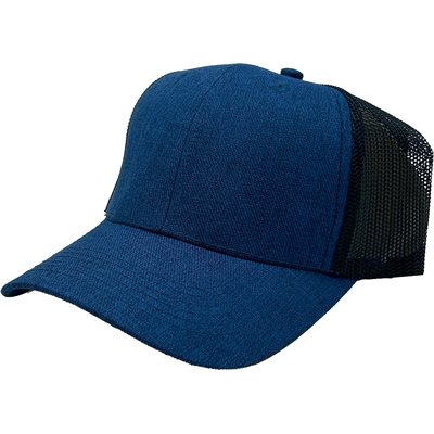 CAP-BLANK TRUCKER CAP BLUE FRONT / NAVY MESH