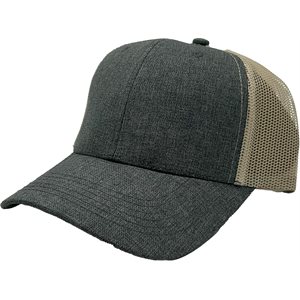 CAP-BLANK TRUCKER CAP HGREY / TAN MESH