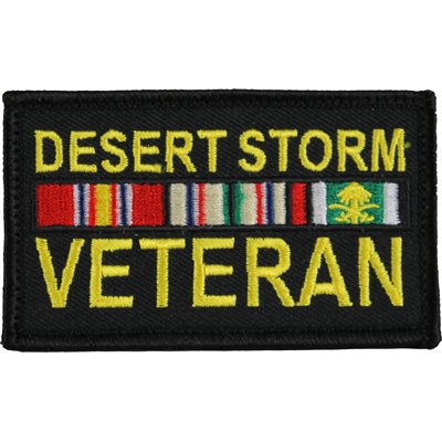 PAT-DESERT STORM VET W / RBBNS (BLK) / 2PIECE (H&L) ATTCH2X3"