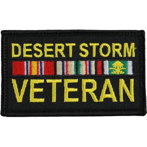 PAT-DESERT STORM VET W / RBBNS (BLK) / 2PIECE (H&L) ATTCH2X3"