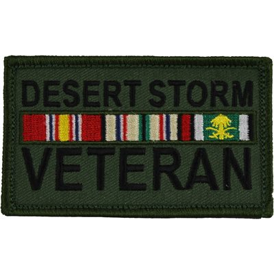 PAT-DESERT STORM VET W / RBBNS (ODGRN) (H&L) ATTCH2X3"