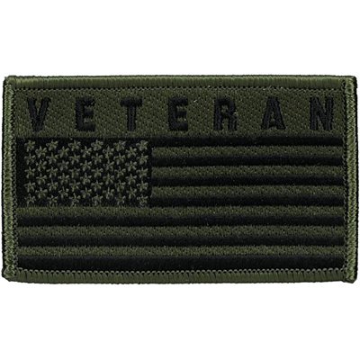 PAT-VETERAN W / FLAG (ODGRN) 2PIECE (H&L) ATTCH2X3"[LX18]