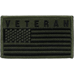 PAT-VETERAN W / FLAG (ODGRN) 2PIECE (H&L) ATTCH2X3"[LX18]