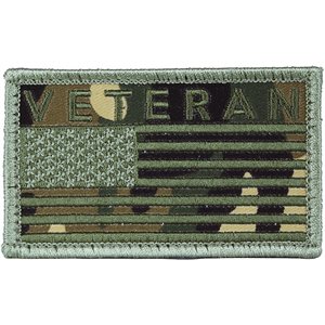 PAT-AMERICAN FLAG W / VETERAN (OD CAMO) (H&L)