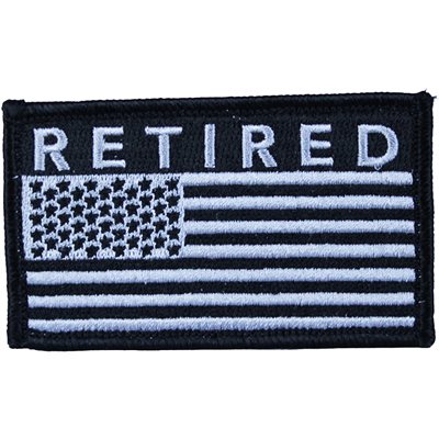 PAT-RETIRED FLAG (BLK / SILVER) (H&L) ATTCH2X3.75"[LX18]