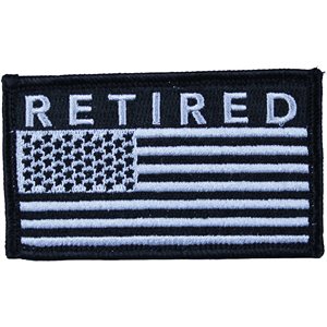 PAT-RETIRED FLAG (BLK / SILVER) (H&L) ATTCH2X3.75"[LX18]